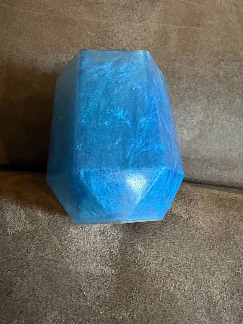 Handcrafted Blue Resin Hexagonal Decorative Vase